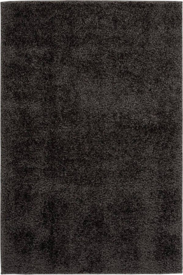 Decor24-OB Hoogpolig effen vloerkleed Emilia antraciet 120x170 cm
