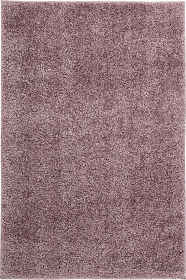 Decor24-OB Hoogpolig effen vloerkleed Emilia paars 120x170 cm