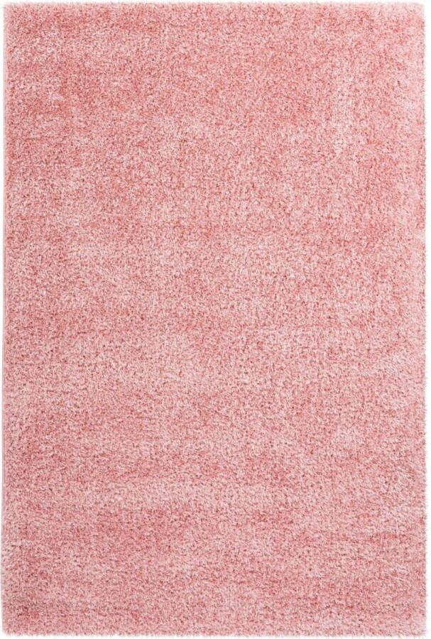 Decor24-OB Hoogpolig effen vloerkleed Emilia roze 120x170 cm