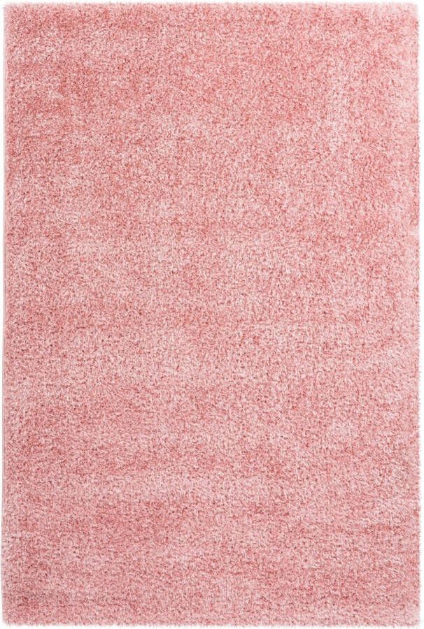 Decor24-OB Hoogpolig effen vloerkleed Emilia roze 200x290 cm