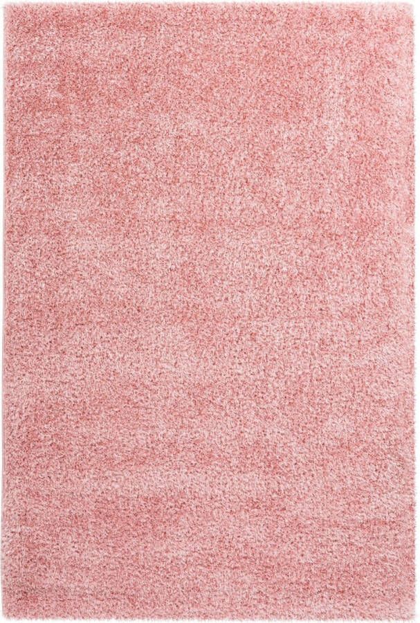 decor24-OB Hoogpolig effen vloerkleed Emilia roze 80x150 cm