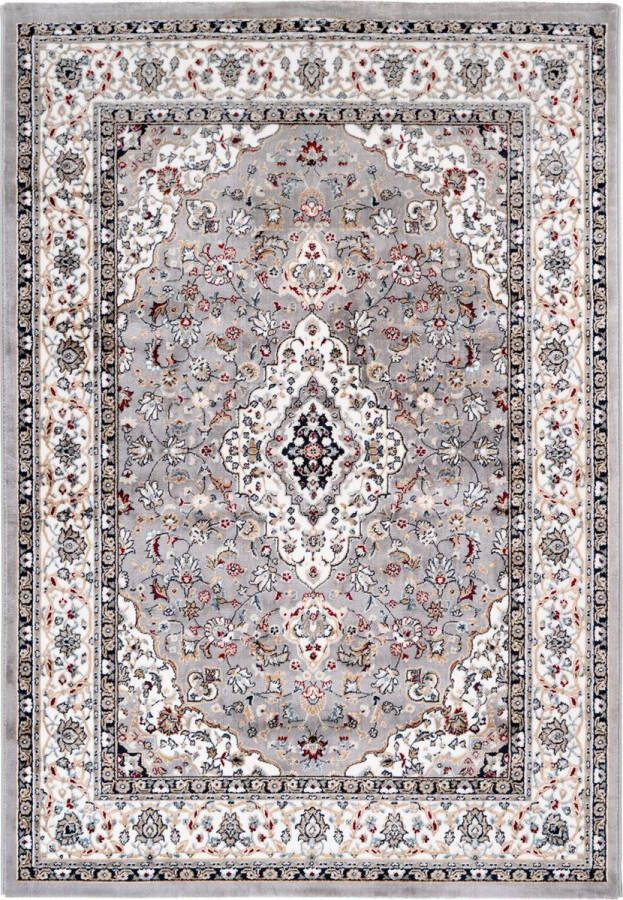 Decor24-OB Klassiek laagpolig vloerkleed Isfahan Grijs 80x150 cm
