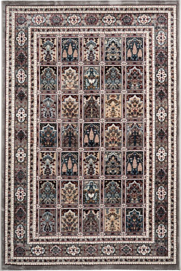 Decor24-OB Klassiek laagpolig vloerkleed Isfahan Grijs Boxes 120x170 cm