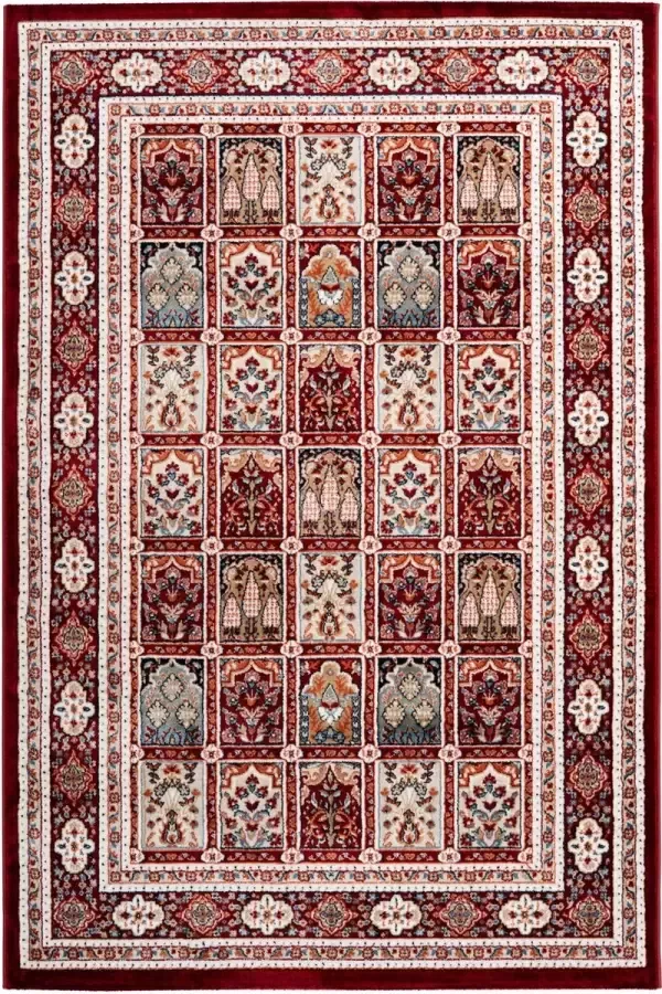 Decor24-OB Klassiek laagpolig vloerkleed Isfahan Rood Boxes 120x170 cm