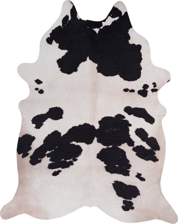 Decor24-OB Lederlook dierenhuid Toledo Zwart-wit 155x190 cm