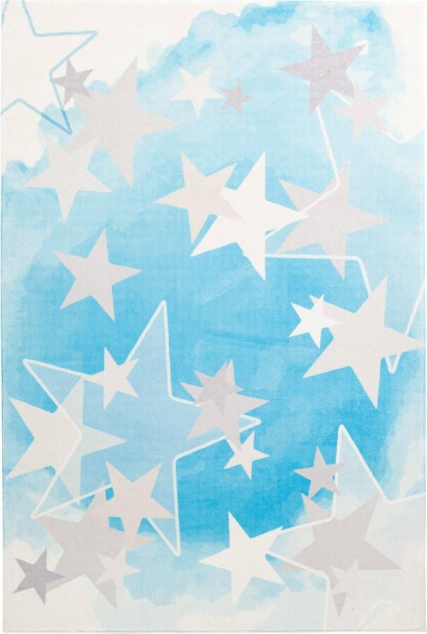 Decor24-OB Modern kinderkamer-vloerkleed Stars Blauw 120x170 cm
