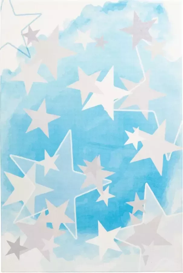 Decor24-OB Modern kinderkamer-vloerkleed Stars Blauw 160x230 cm