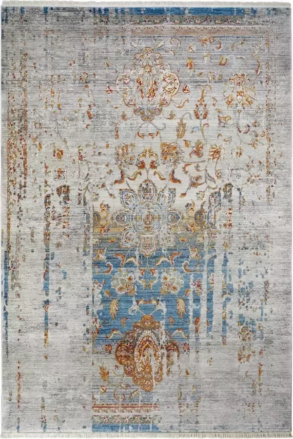 Decor24-OB Vintage designer vloerkleed Laos blauw 80x235 cm
