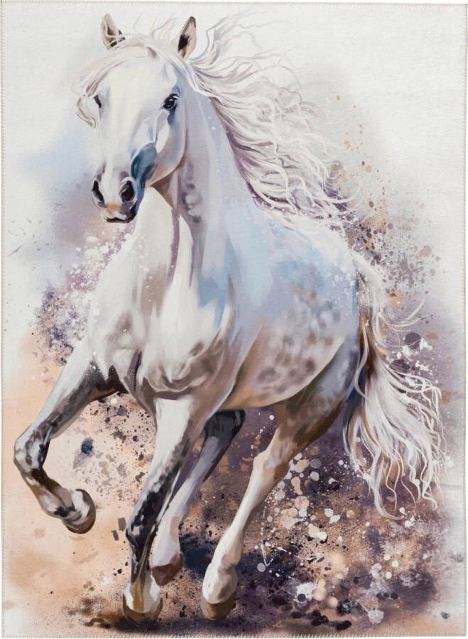 Decor24-OB Vloerkleed kinder- en tienerkamer Paard White horse 120x170 cm - Foto 1
