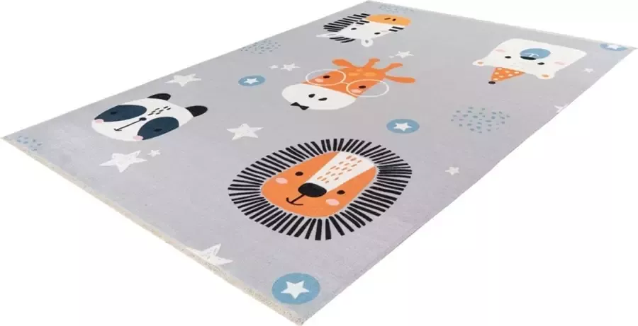 Decor24-OB Wasbaar kinderkamer vloerkleed Greta Animals 70% katoen 115x170 cm