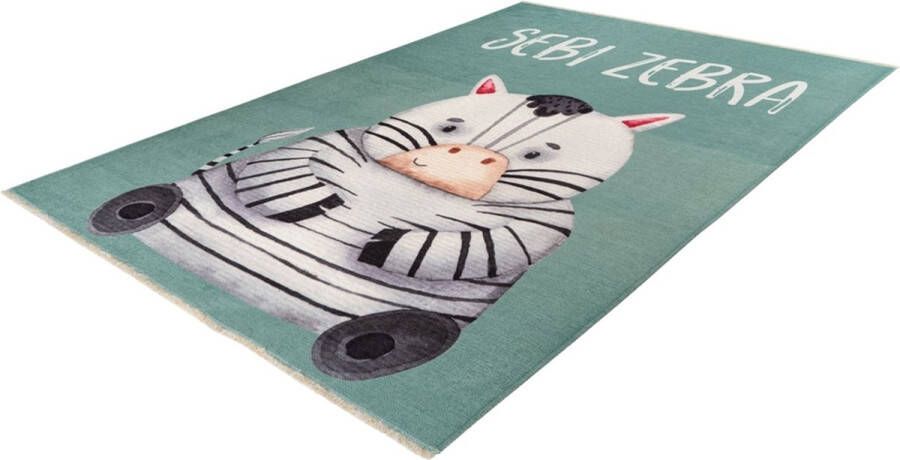 Decor24-OB Wasbaar kinderkamer vloerkleed Greta Zebra 70% katoen 115x170 cm