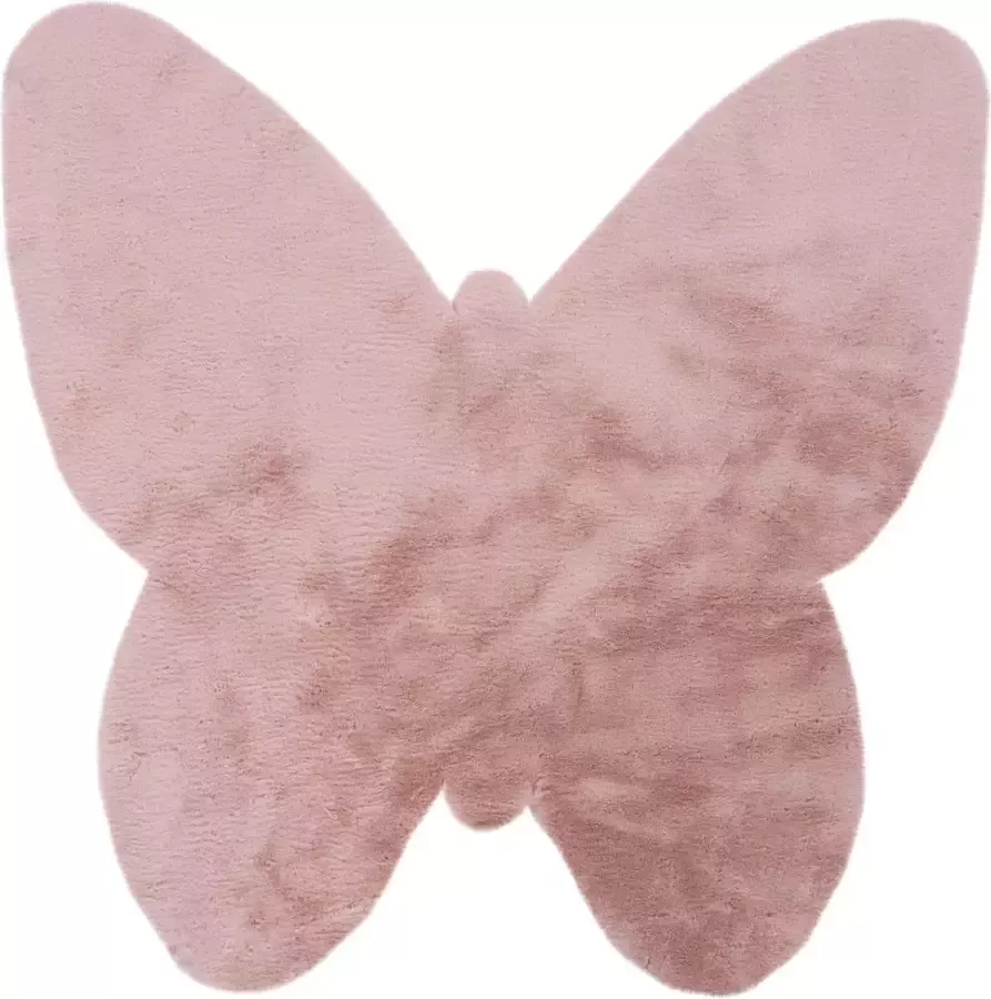 Decor24-OB Zacht en wasbaar kinderkamer vloerkleed Luna Butterfly 86x86 cm
