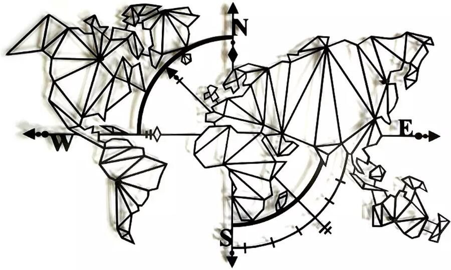 Decorizzly Geo Kompas Kaart Muurdecoratie