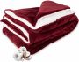 DecoSence Fleece deken 150x200 cm Fleece Plaid Plaids Bordeaux Rood Grand Foulard Bank- Extra Dik - Thumbnail 2