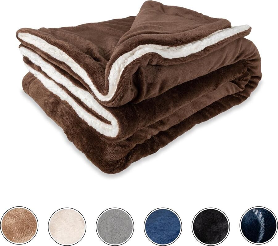 DecoSence Fleece deken 150x200 cm Fleece Plaid Plaids Bruin Grand Foulard Bank- Extra Dik - Foto 2