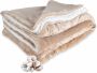 DecoSence Fleece deken 150x200 cm Fleece Plaid Plaids Ecru Beige Grand Foulard Bank Extra Dik - Thumbnail 2