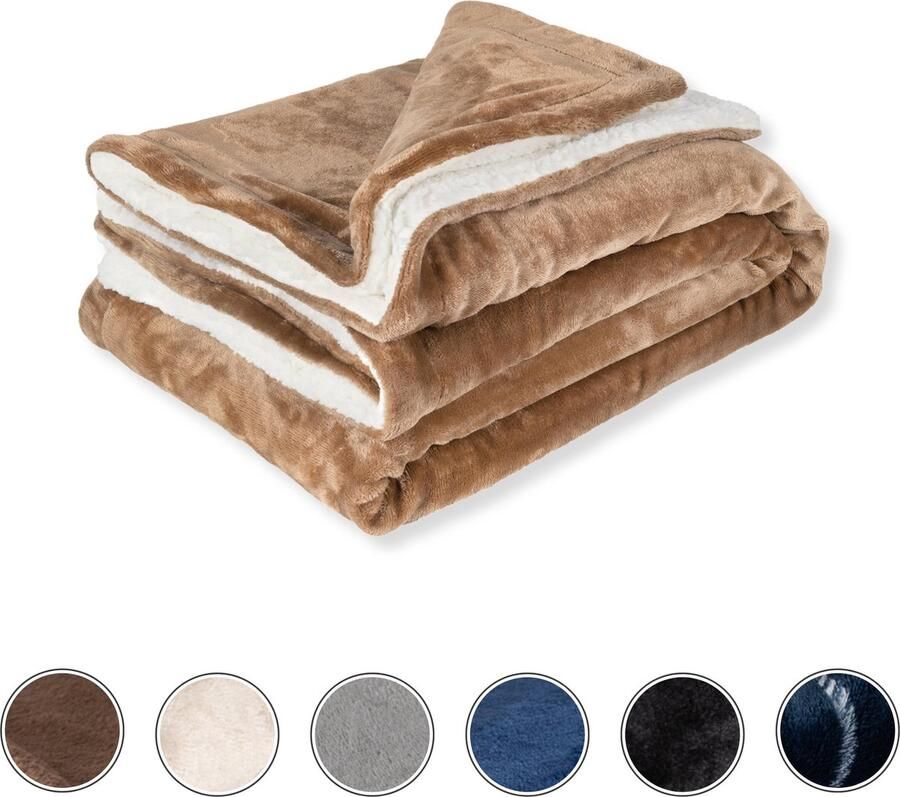 DecoSence Fleece deken 150x200 cm Fleece Plaid Plaids Goud Grand Foulard Bank- Extra Dik - Foto 2