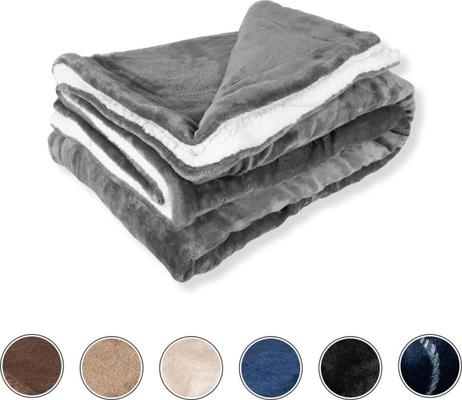 DecoSence Fleece deken 150x200 cm Fleece Plaid Plaids Grijs Antraciet Grand Foulard Bank Extra Dik - Foto 2