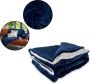 DecoSence Fleece deken 150x200 cm Fleece Plaid Plaids Kobalt Blauw Navy Grand Foulard Bank- Extra Dik - Thumbnail 1