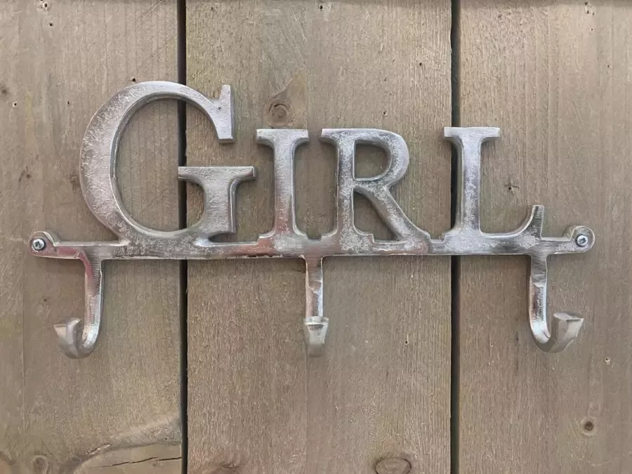 Decoshoppen.nl Kapstok Girl Meisjes Tiener Ruw Nikkel Zilver