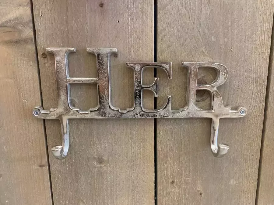 Decoshoppen.nl Kapstok Her Haar Nikkel ruw 2 haken Zilver