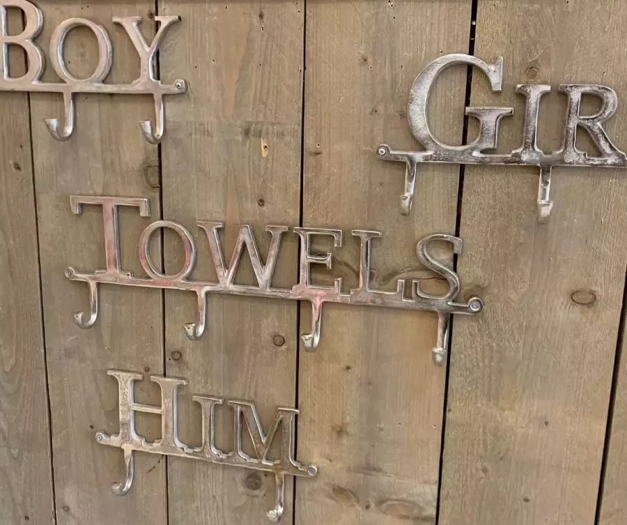 Decoshoppen.nl Kapstok Towels Handoeken Badkamer Ruw Nikkel Zilver