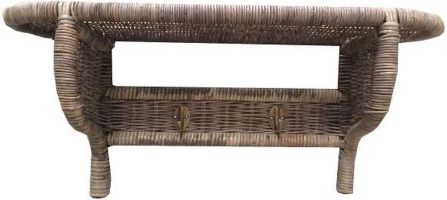 Decoshoppen.nl Rieten Kapstok H2 2 haken 60 cm kapstok met leg plank