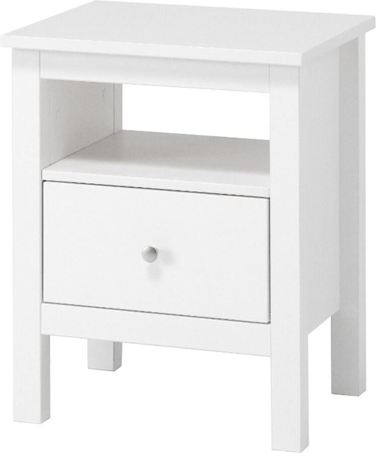 Decothuis Havuun Vesa nachtkastje grenen hout wit 1 lade & open vak Scandinavisch design - Foto 2