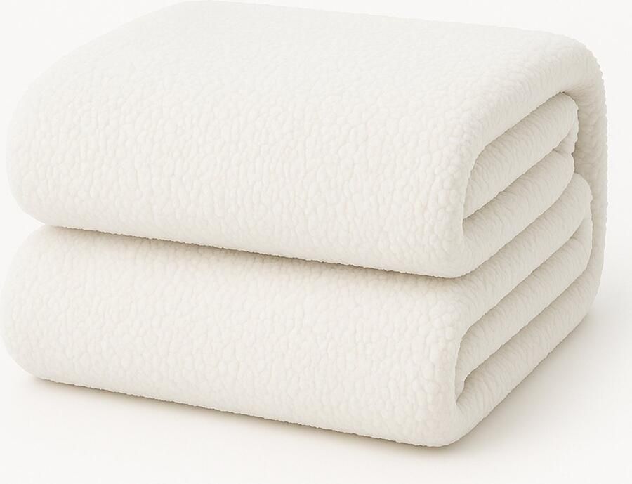 Decoware Teddy Fleece Hoeslaken Wit 200x200 cm Extra Warm & Zacht Voor Matrassen tot 30 cm