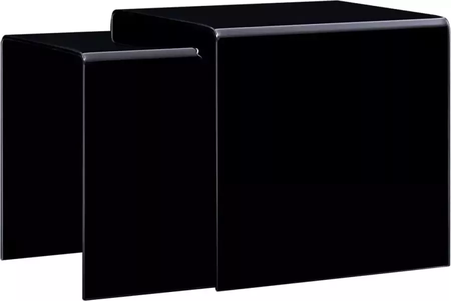 Decoways 2-delige Salontafelset 42x42x41 5 cm gehard glas zwart