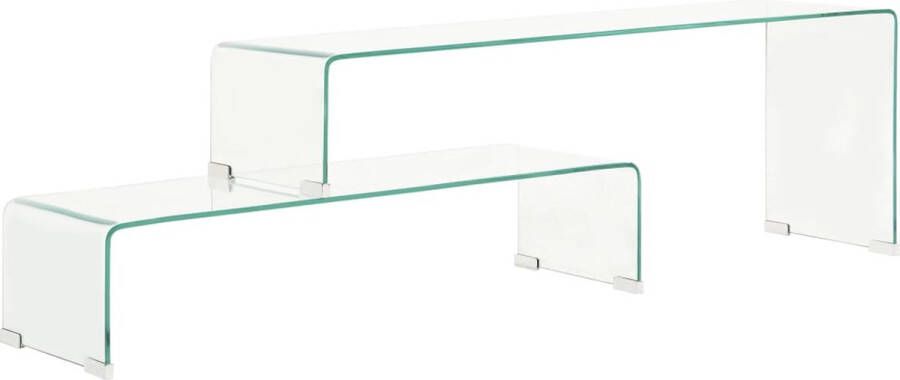 Decoways 2-delige salontafelset 90x30x20 110x30x40 cm gehard glas