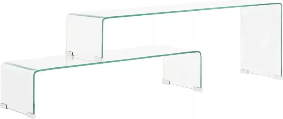 Decoways 2-delige salontafelset 90x30x20 110x30x40 cm gehard glas