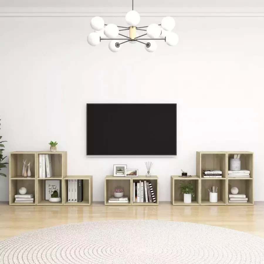 Decoways 8-delige Tv-meubelset spaanplaat sonoma eikenkleurig