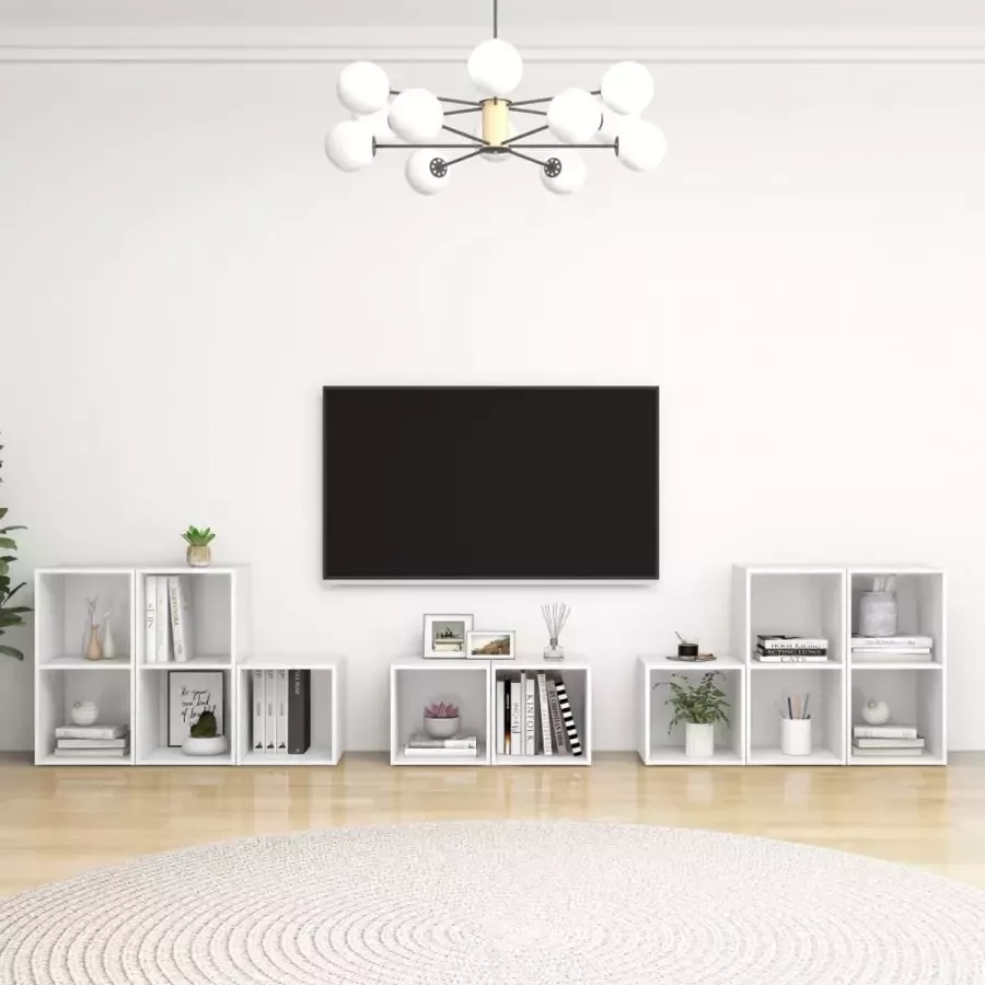 Decoways 8-delige Tv-meubelset spaanplaat wit