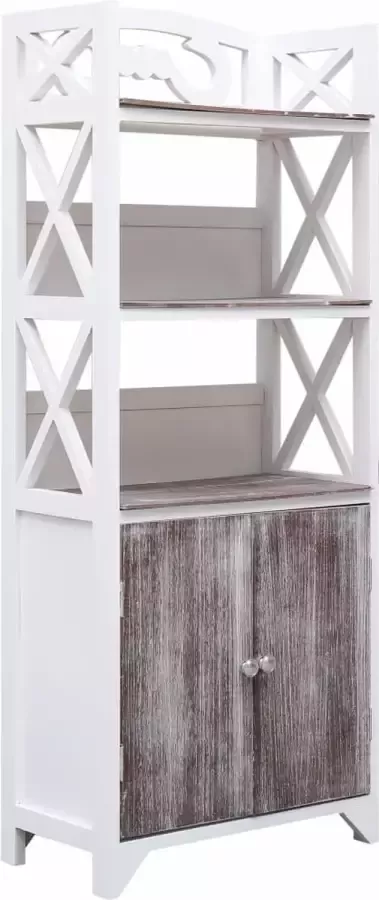 Decoways Badkamerkast 46x24x116 cm paulowniahout wit en bruin