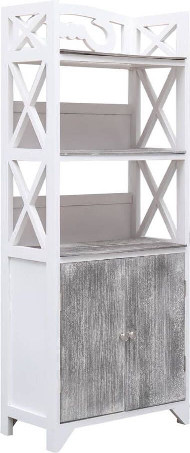 Decoways Badkamerkast 46x24x116 cm paulowniahout wit en grijs