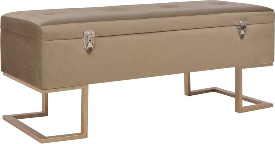 Decoways Bankje met opbergvak 105 cm fluweel beige