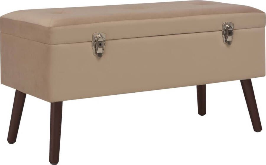 Decoways Bankje met opbergvak 80 cm fluweel beige