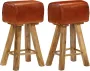 Decoways Barstoelen 2 stuks echt leer en massief mangohout - Thumbnail 2