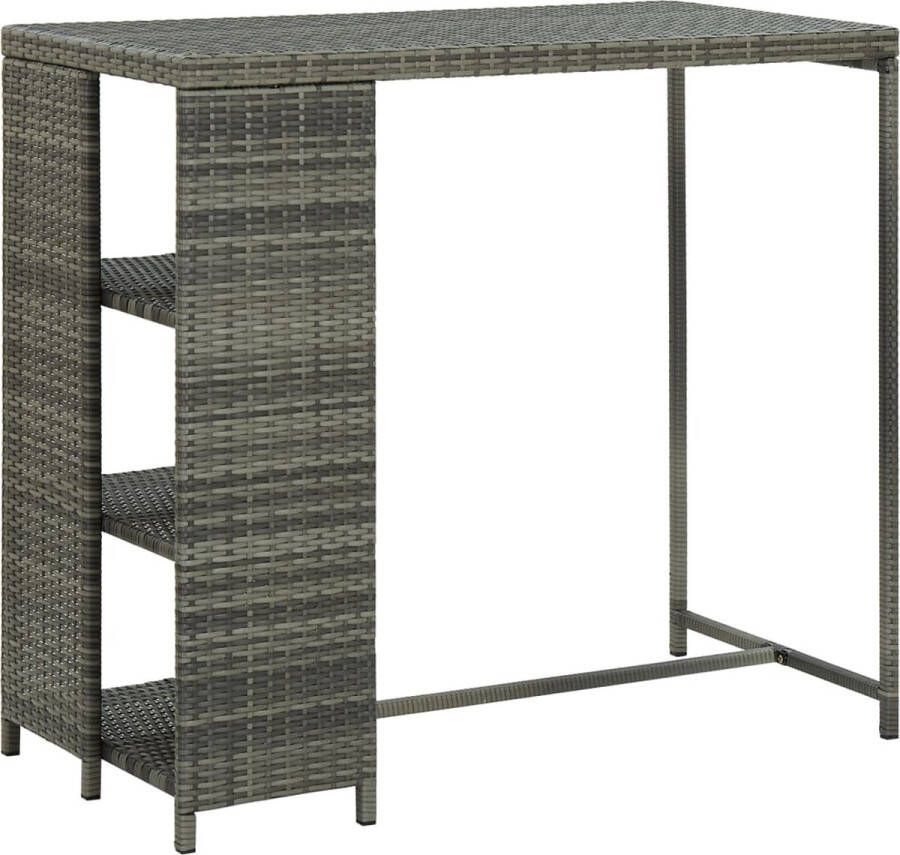 Decoways Bartafel met opbergrek 120x60x110 cm poly rattan grijs