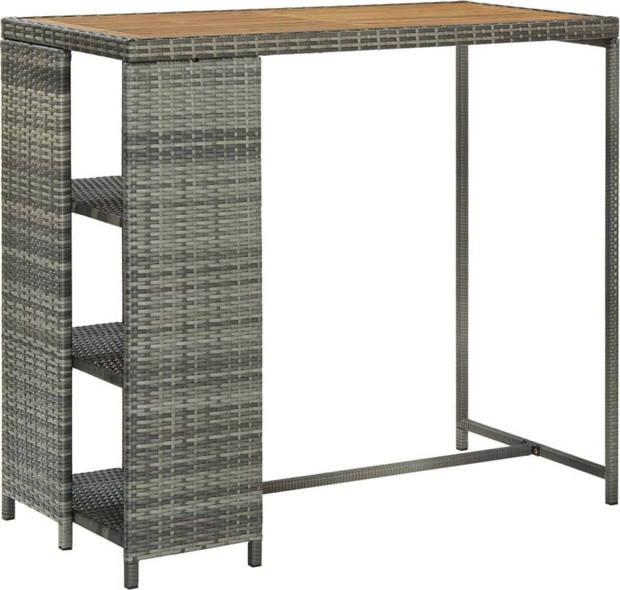 Decoways Bartafel met opbergrek 120x60x110 cm poly rattan grijs