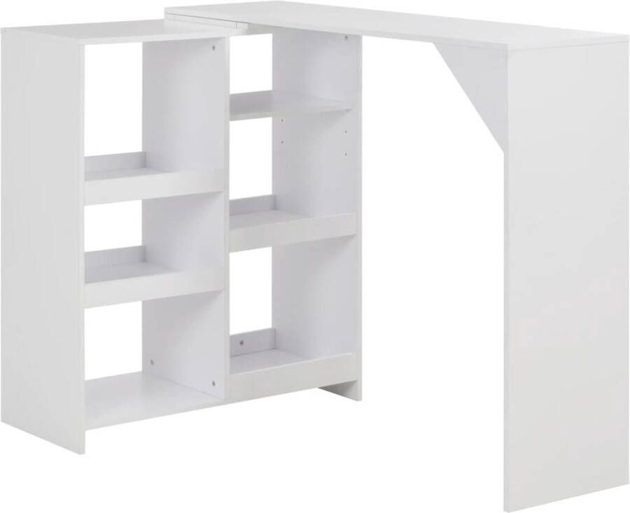 Decoways Bartafel met verplaatsbaar schap 138x39x110 cm wit