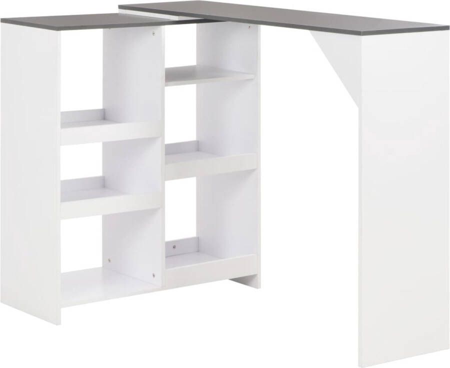 Decoways Bartafel met verplaatsbaar schap 138x39x110 cm wit