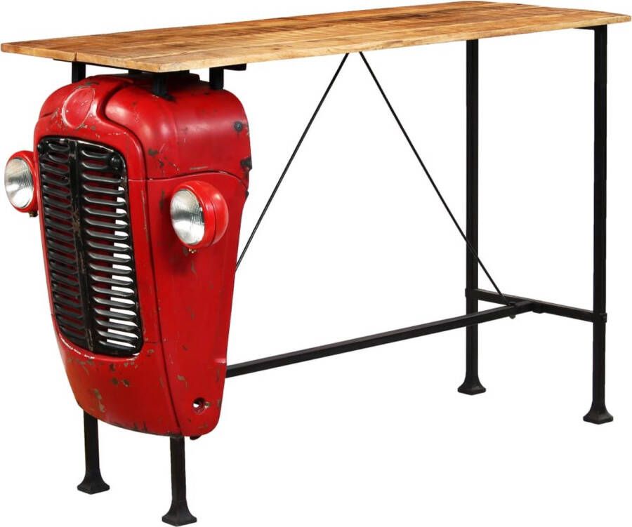 Decoways Bartafel tractor 60x150x107 cm massief mangohout rood