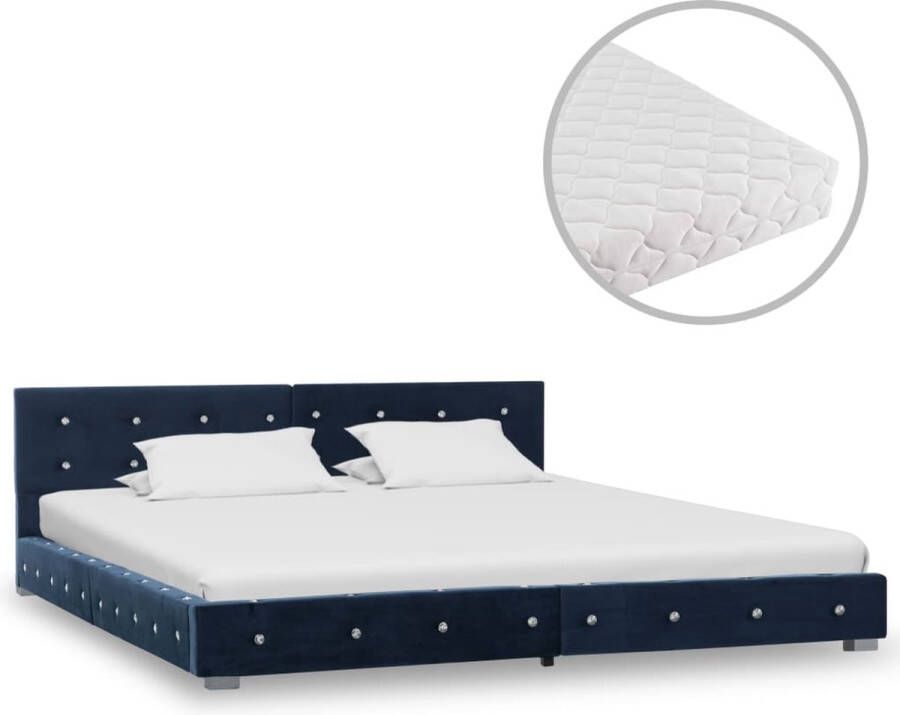 Decoways Bed met matras fluweel blauw 160x200 cm