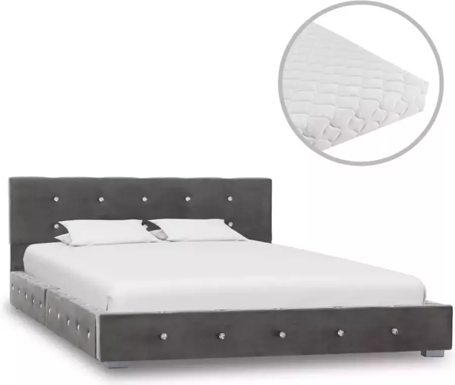 Decoways Bed met matras fluweel grijs 120x200 cm