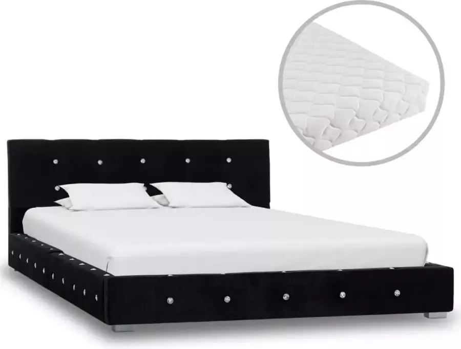 Decoways Bed met matras fluweel zwart 120x200 cm