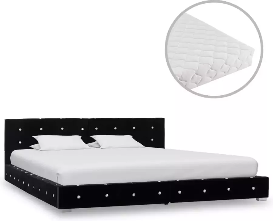 Decoways Bed met matras fluweel zwart 160x200 cm