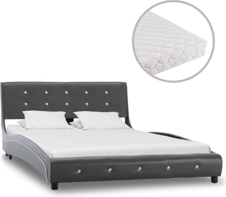 Decoways Bed met matras kunstleer grijs 120x200 cm