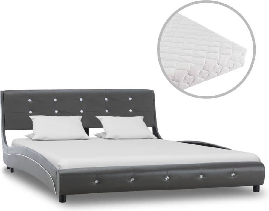 Decoways Bed met matras kunstleer grijs 140x200 cm